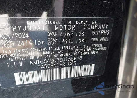 2025 Genesis G70 2.5T Rwd from USA, damaged, VIN KMTG34SC2SU155618